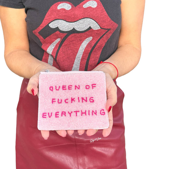 Queen Of Everything Small Pouch Key Ring Pink - Picture 1 of 8